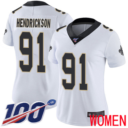 New Orleans Saints Limited White Women Trey Hendrickson Road Jersey NFL Football #91 100th Season Vapor Untouchable Jersey